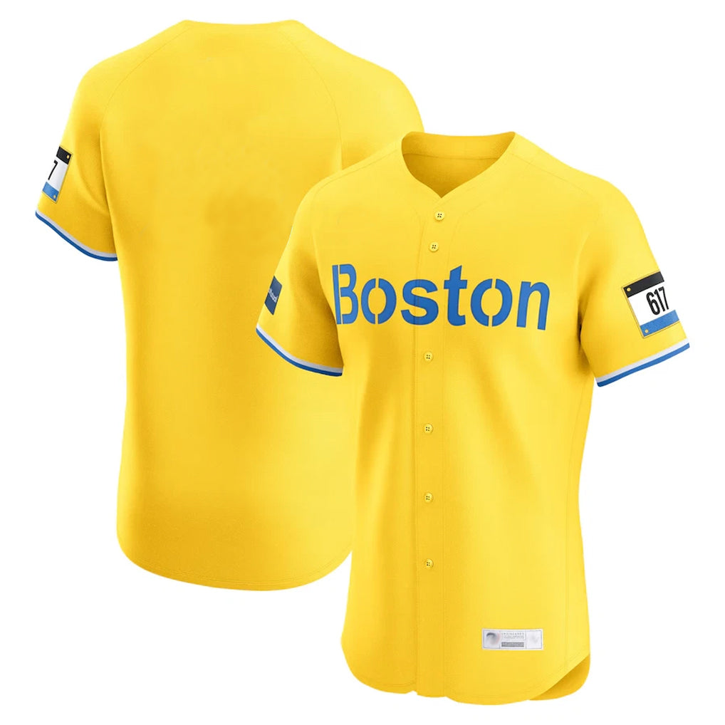 Fenge B.Red Sox Blank Player Yellow Limited Elite Home Game Stitched Jerseys
