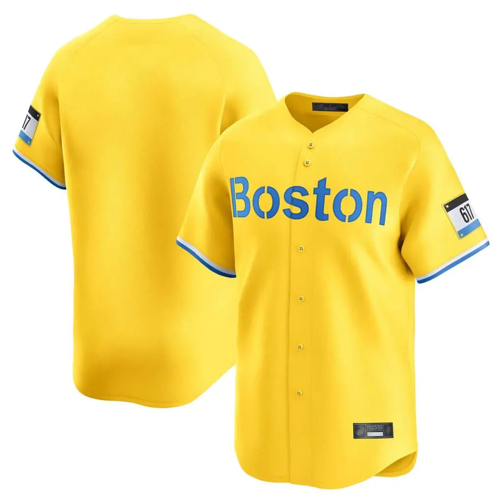 Fenge B.Red Sox Blank Player Yellow Limited Home Game Stitched Jerseys