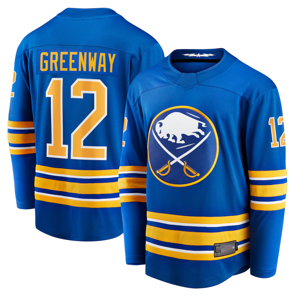 Fenge B.Sabres #12 Jordan Greenway Royal Home Breakaway Stitched Jerseys