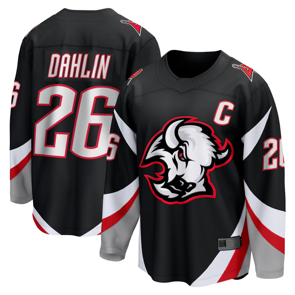 Fenge B.Sabres #26 Rasmus Dahlin Black Alternate Captain Patch Breakaway Stitched Jerseys