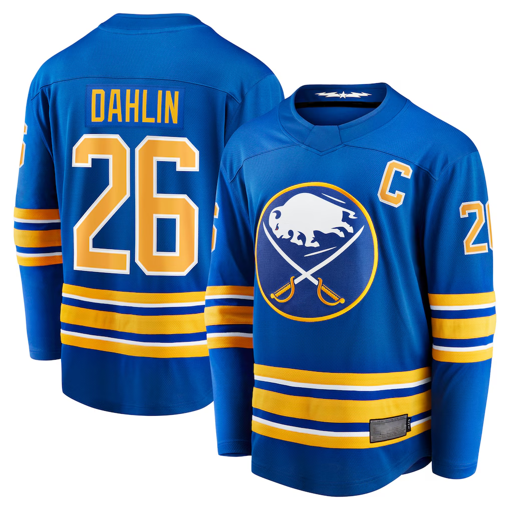 Fenge B.Sabres #26 Rasmus Dahlin Royal Home Captain Patch Breakaway Stitched Jerseys