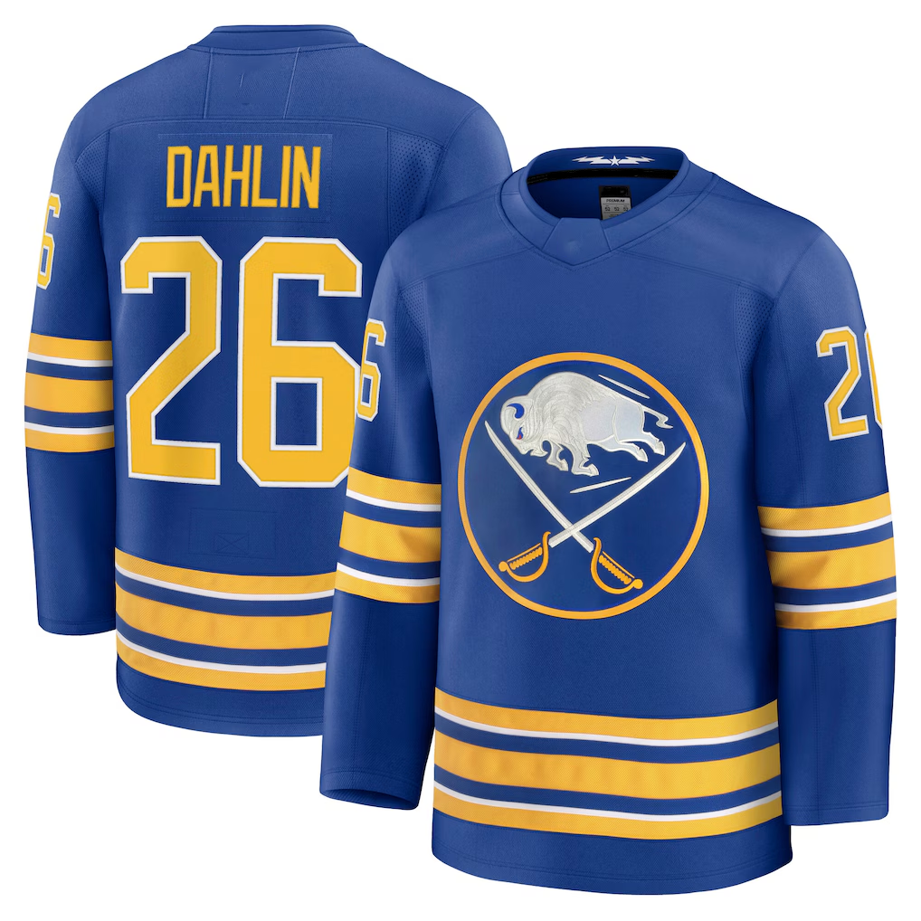 Fenge B.Sabres #26 Rasmus Dahlin Royal Home Premium Stitched Jerseys
