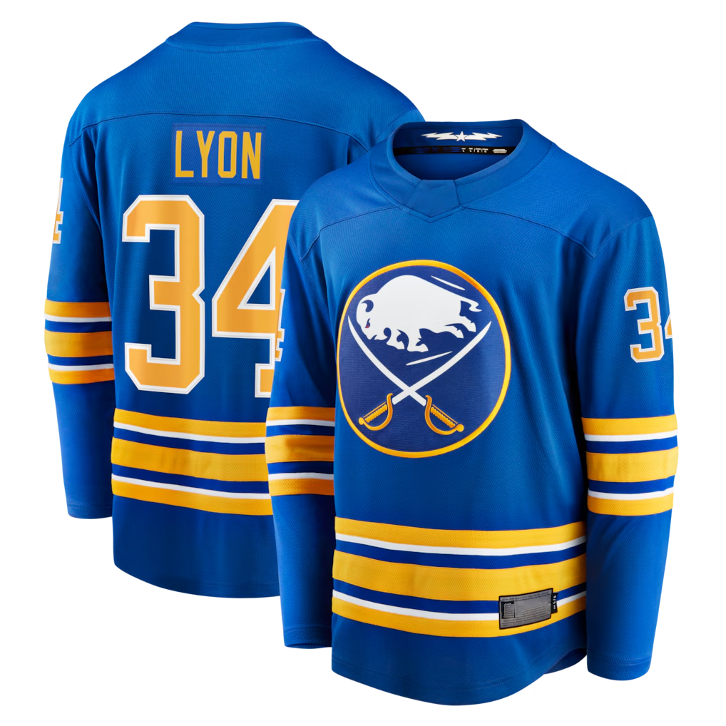 Fenge B.Sabres #34 Alex Lyon Royal Home Breakaway Stitched Jerseys