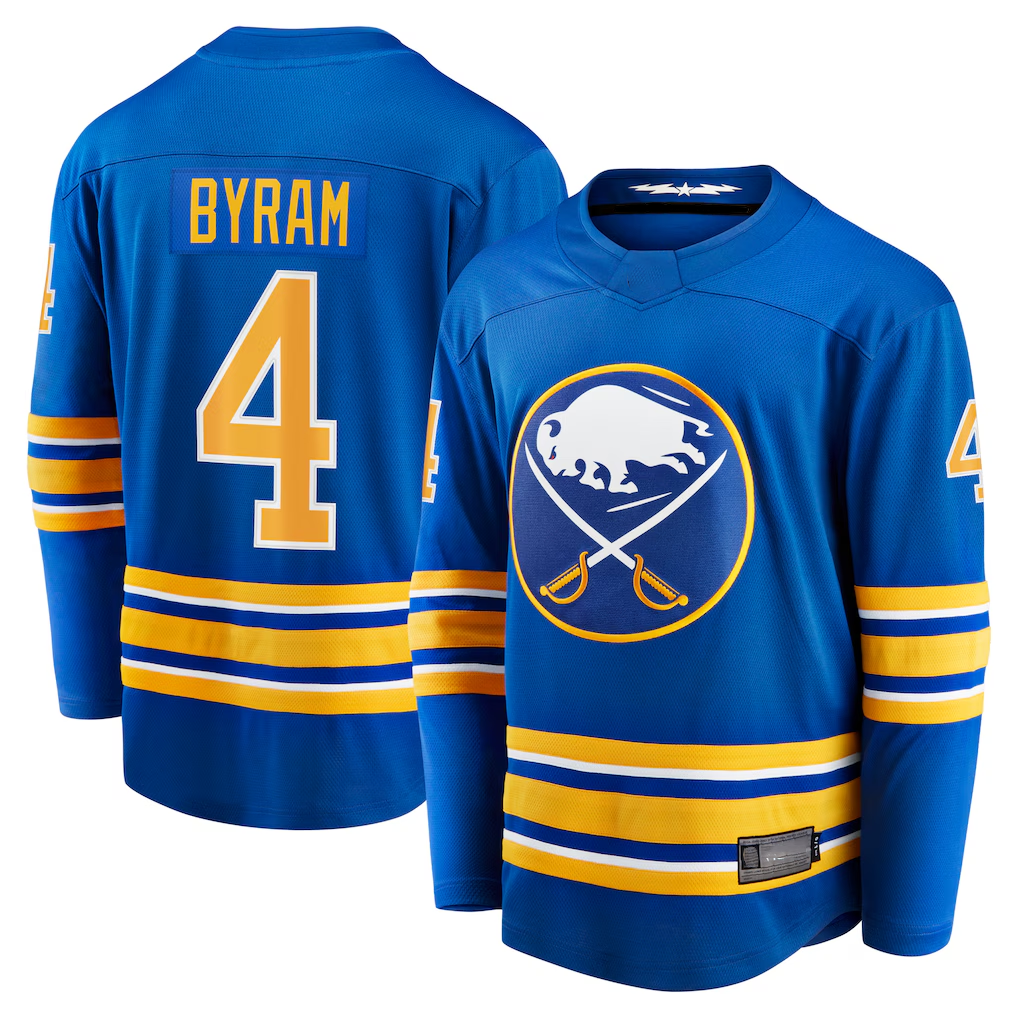 Fenge B.Sabres #4 Bowen Byram Royal Home Breakaway Stitched Jerseys