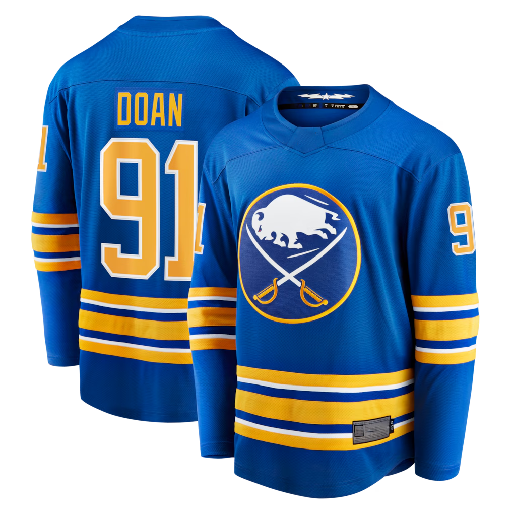 Fenge B.Sabres #91 Josh Doan Royal Home Premier Breakaway Player Stitched Jerseys