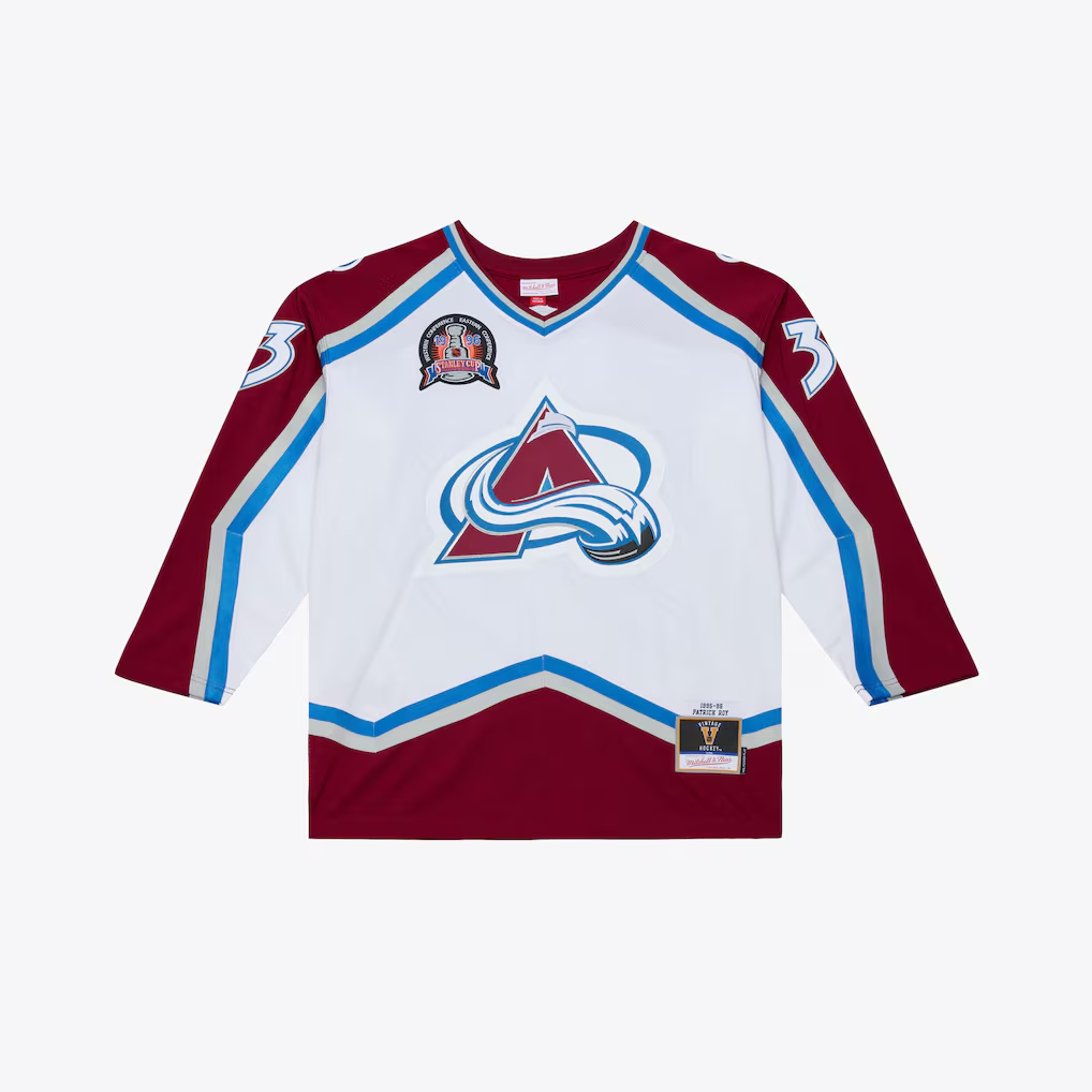 Fenge C.Avalanche Patrick Roy Mitchell & Ness White 1995 Power Play Jerseys
