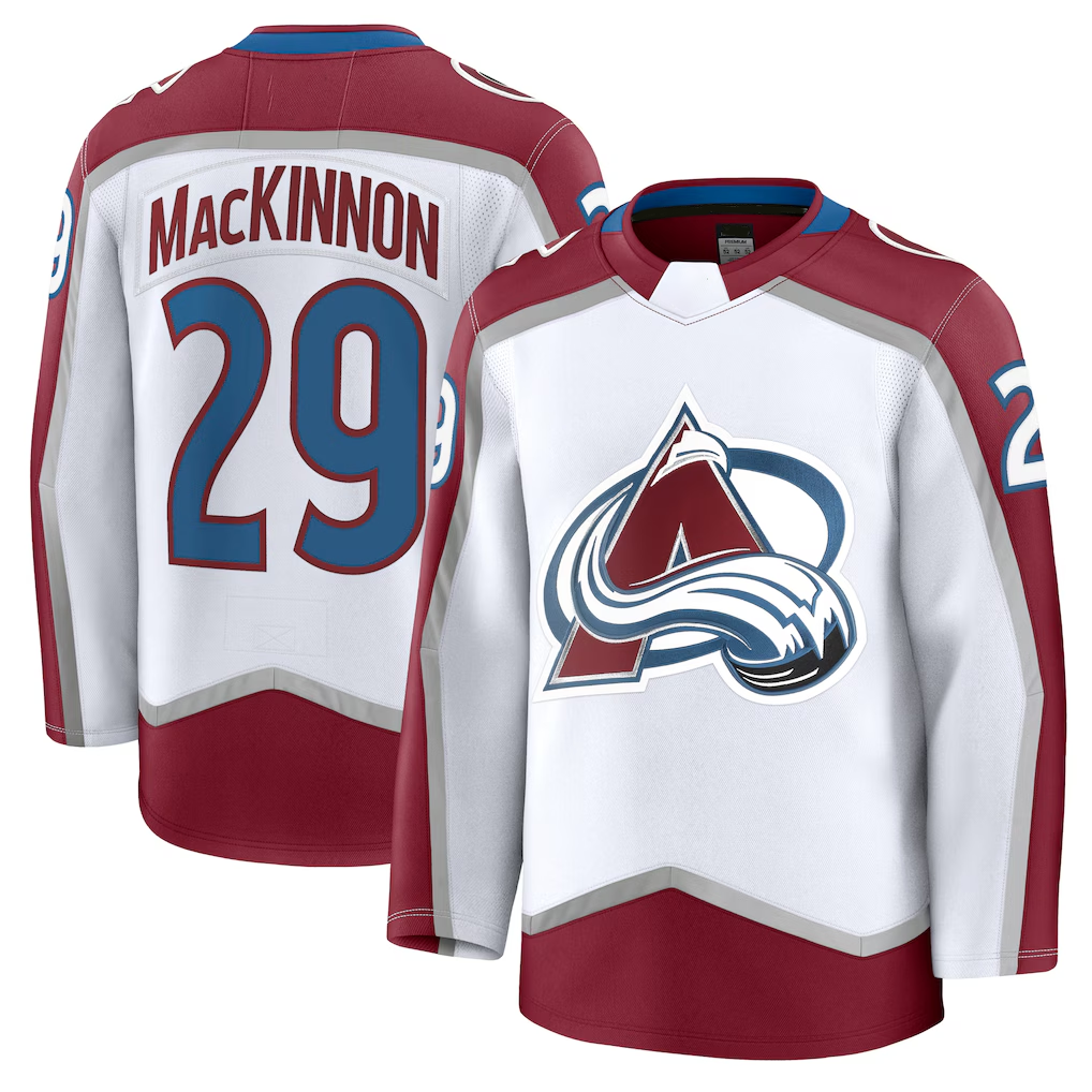 Fenge C.Avalanche #29 Nathan MacKinnon White Away Premium Jerseys