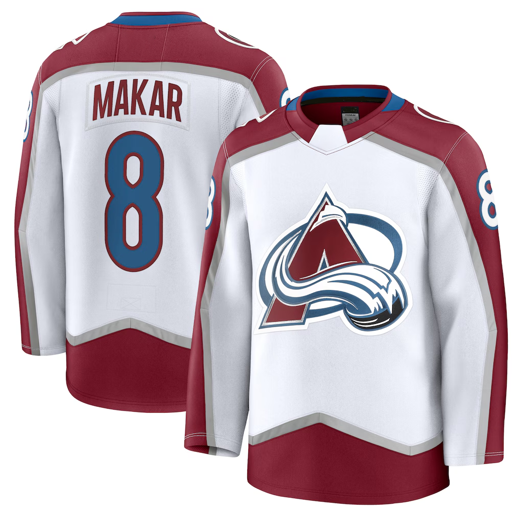 Fenge C.Avalanche #8 Cale Makar White Away Premium Jerseys
