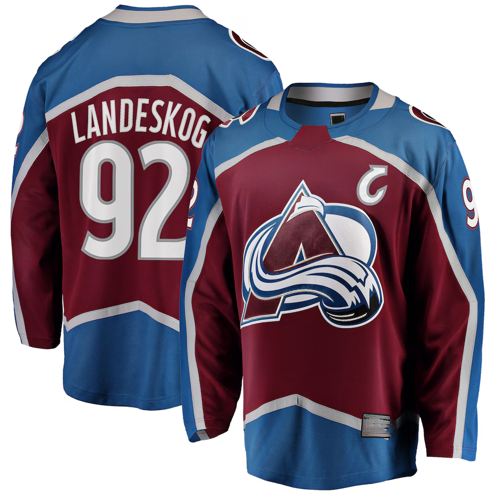 Fenge C.Avalanche #92 Gabriel Landeskog Burgundy Captain Patch Home Breakaway Jerseys