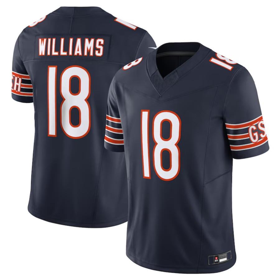 Fenge C.Bears #18 Caleb Williams Navy Vapor F.U.S.E. Limited Jersey Player Stitched Jerseys