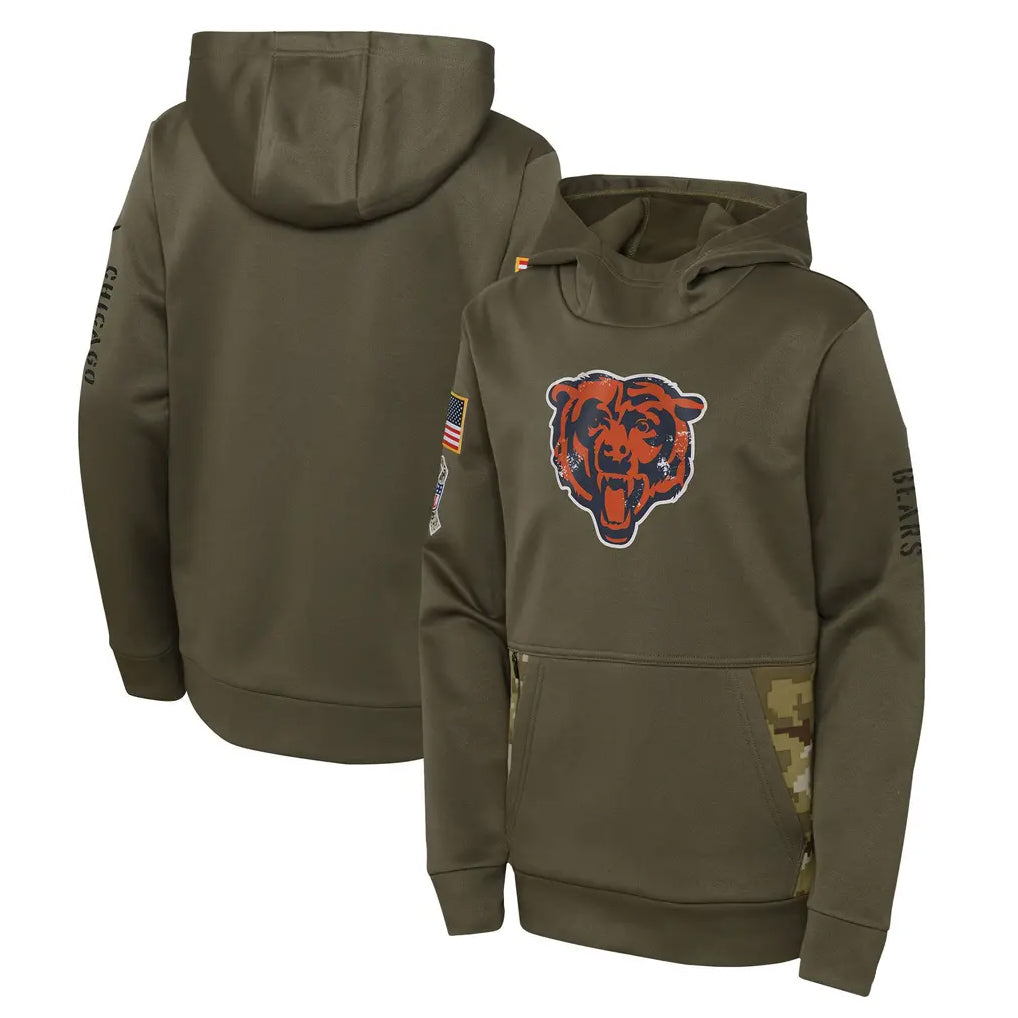 Fenge C.Bears Olive Salute to Service Pullover Hoodies Limited Blank Player Stitched Jerseys