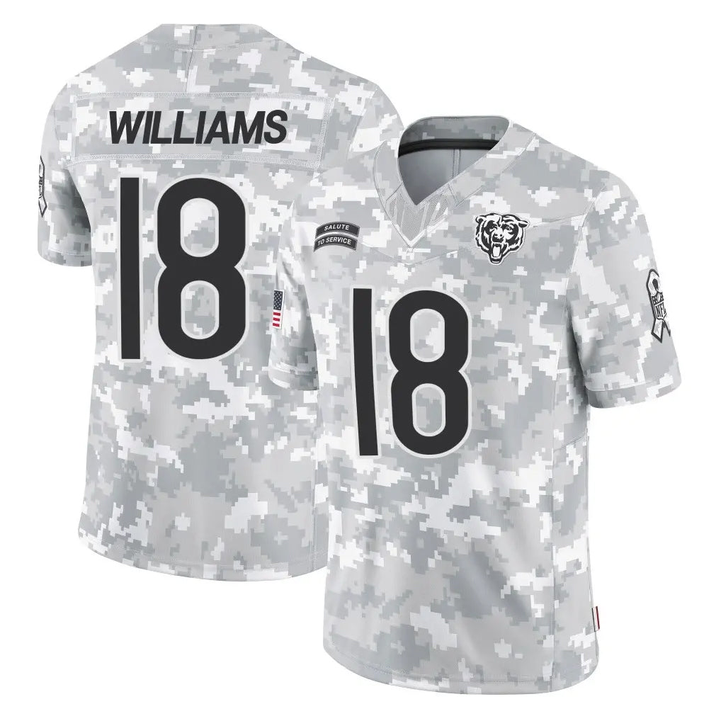 Fenge C.Bears #18 Caleb Williams Player Arctic Camo Salute to Service Limited Stitched Jerseys