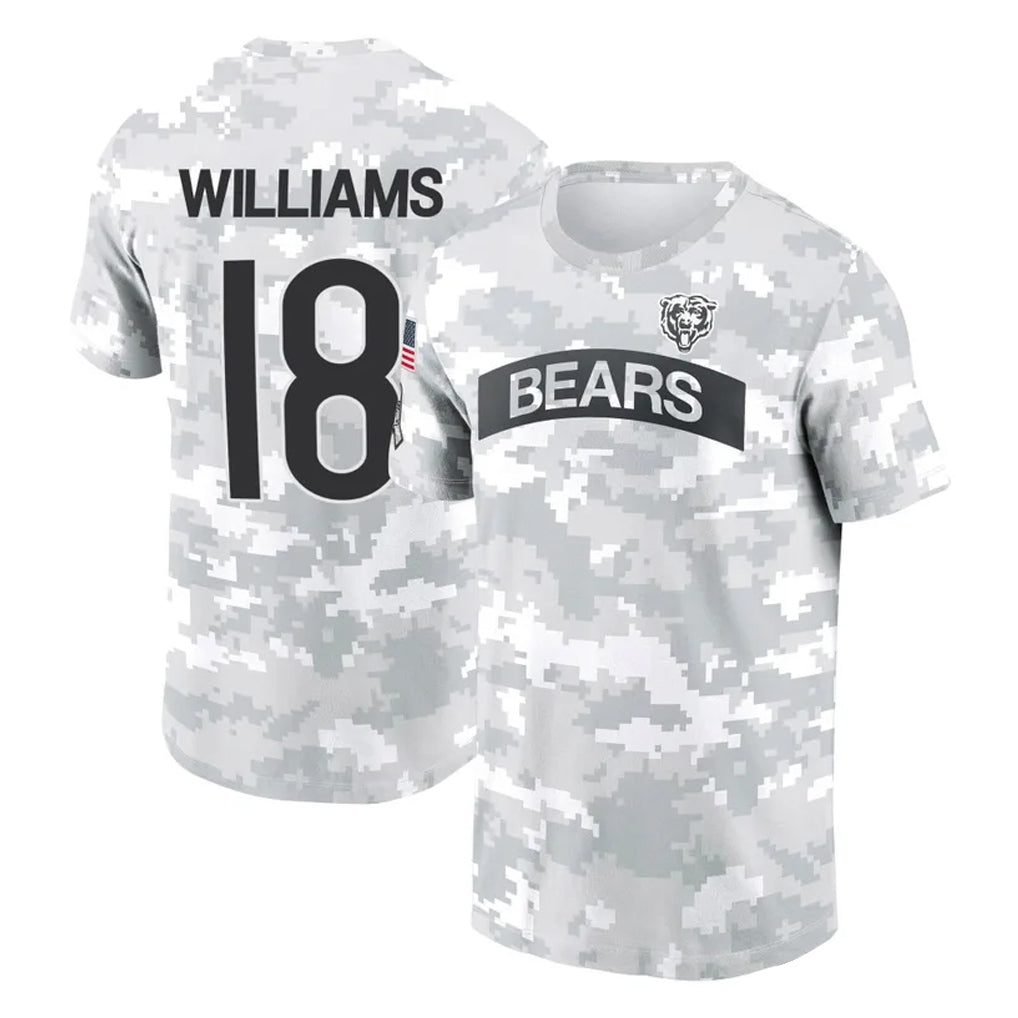 Fenge C.Bears #18 Caleb Williams Player Arctic Camo Salute to Service Performance T-Shirt Limited Stitched Jerseys