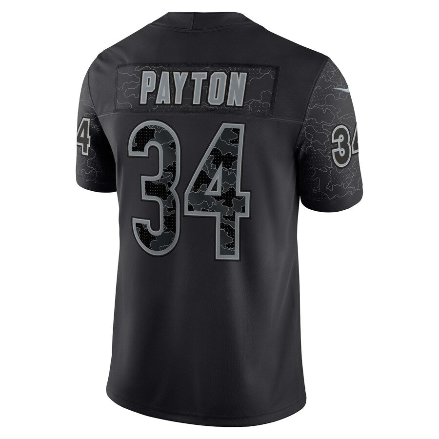 Fenge C.Bears #34 Walter Payton Player Black RFLCTV Limited Game Stitched Jerseys