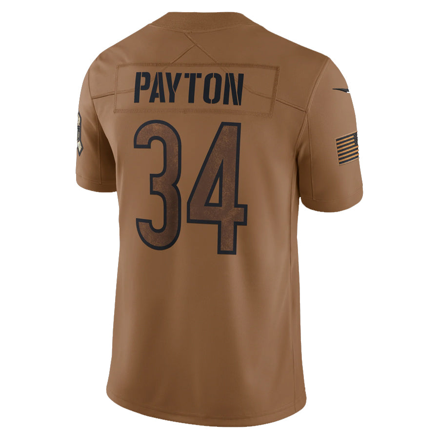 Fenge C.Bears #34 Walter Payton Player Brown Salute To Service Limited Stitched Jerseys