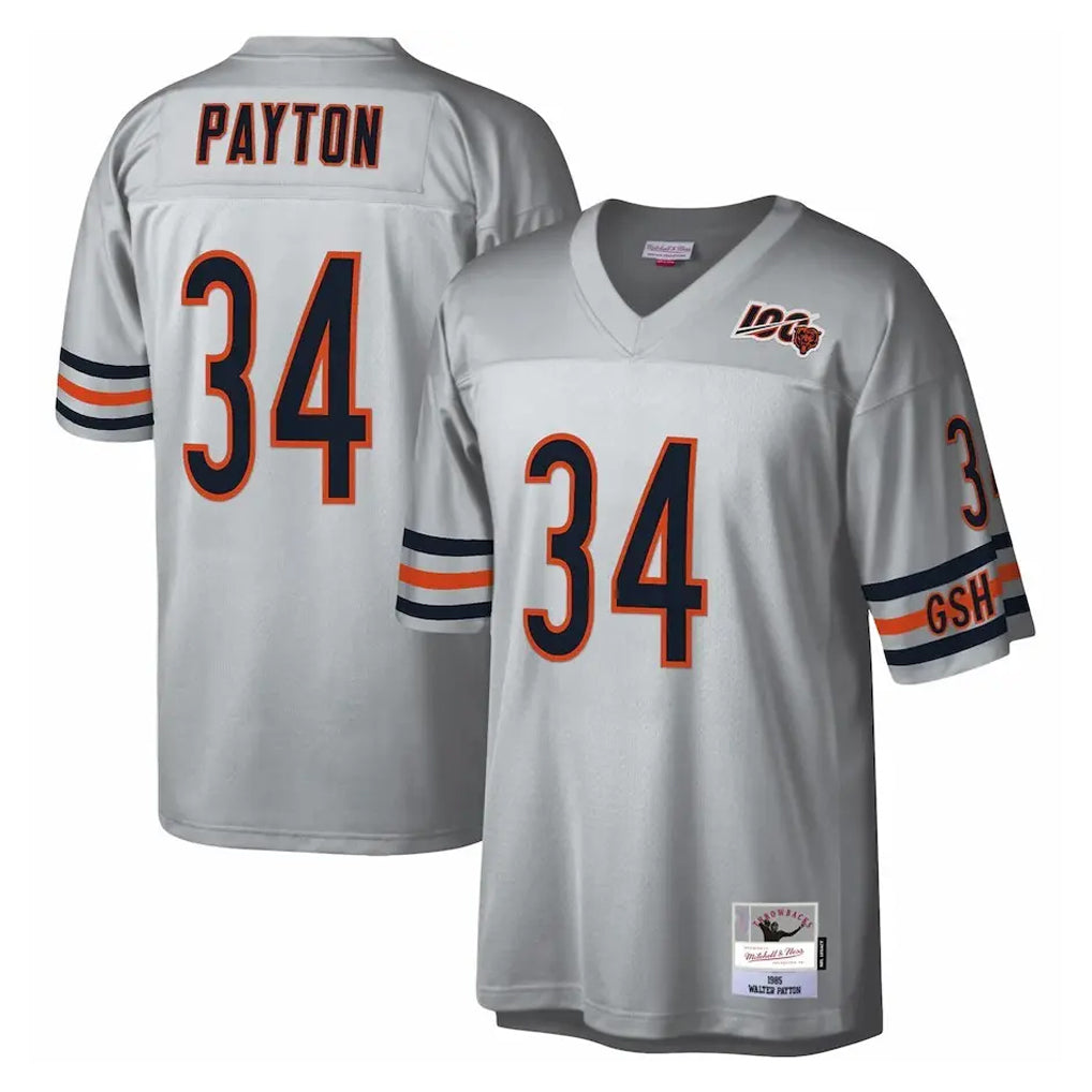 Fenge C.Bears #34 Walter Payton Player Silver Mitchell & Ness Legacy Replica Stitched Jerseys