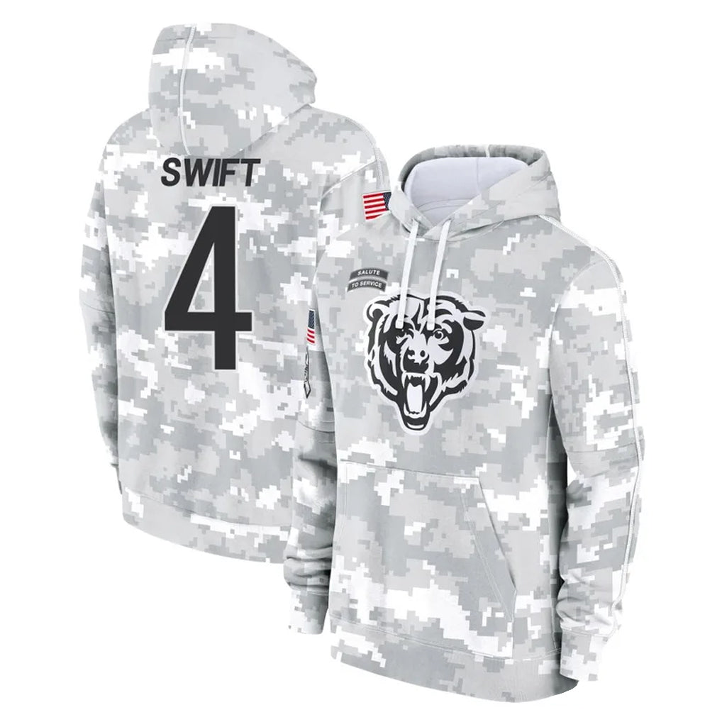 Fenge C.Bears #4 D'Andre Swift Player Arctic Camo Salute to Service Pullover Hoodies Limited Stitched Jerseys