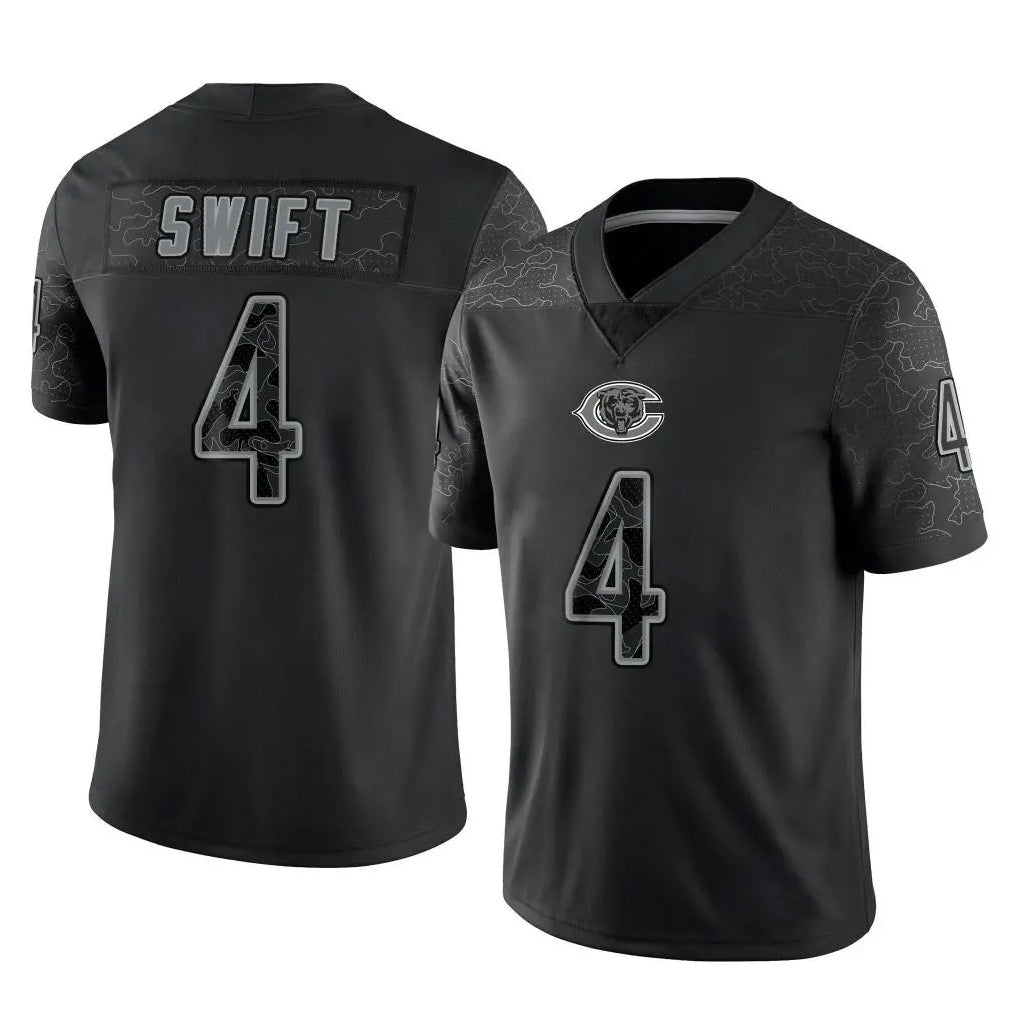 Fenge C.Bears #4 D'Andre Swift Player Black REFLECTIVE Limited Game Stitched Jerseys