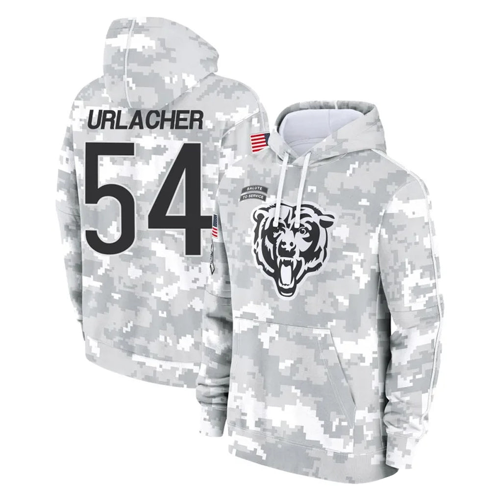 Fenge C.Bears #54 Brian Urlacher Player Arctic Camo Salute to Service Pullover Hoodies Limited Stitched Jerseys