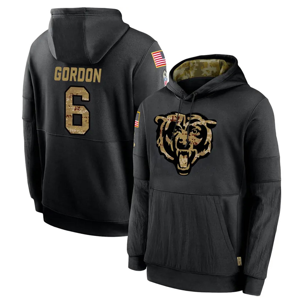 Fenge C.Bears #6 Kyler Gordon Player Black Salute to Service Pullover Hoodies Limited Stitched Jerseys