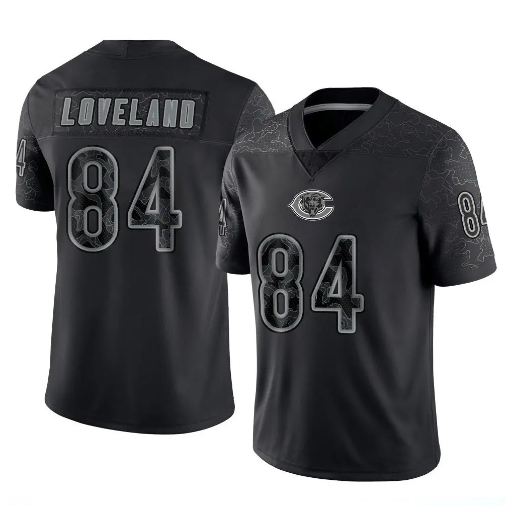 Fenge C.Bears #84 Colston Loveland Player Black REFLECTIVE Limited Game Stitched Jerseys