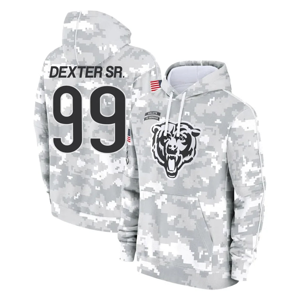Fenge C.Bears #99 Gervon Dexter Sr. Player Arctic Camo Salute to Service Pullover Hoodies Limited Stitched Jerseys