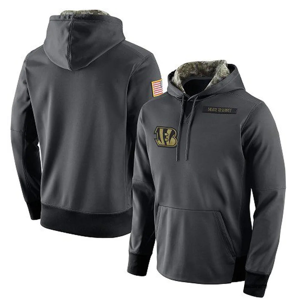 Fenge C.Bengals Anthracite Salute to Service Player Performance Hoodie Blank Player Stitched Jerseys