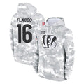 Fenge C.Bengals #16 Joe Flacco Player Arctic Camo Salute to Service Pullover Hoodie Limited Stitched Jerseys