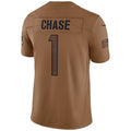 Fenge C.Bengals #1 Ja'Marr Chase Player BROWN Salute To Service Limited Stitched Jerseys