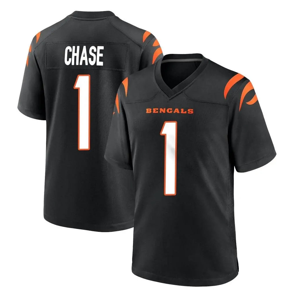 Fenge C.Bengals #1 Ja'Marr Chase Player Black Home Game Stitched Jerseys
