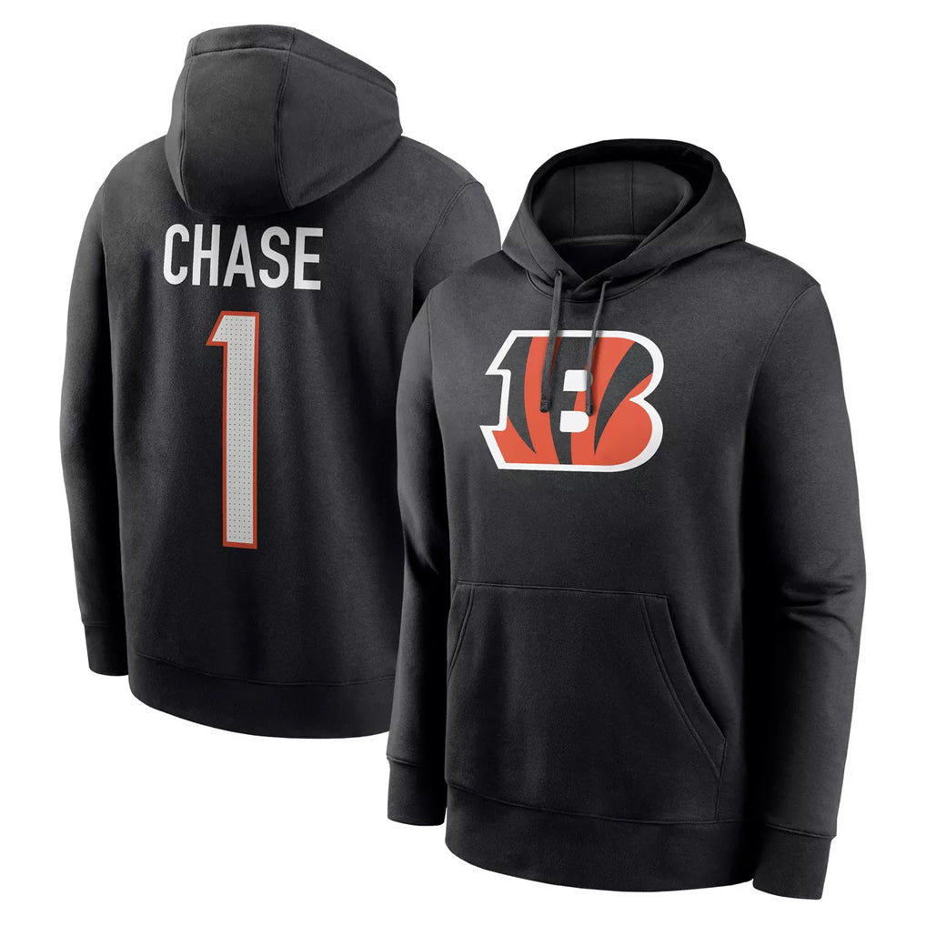 Fenge C.Bengals #1 Ja'Marr Chase Player Black Salute to Service Pullover Hoodies Game Stitched Jerseys