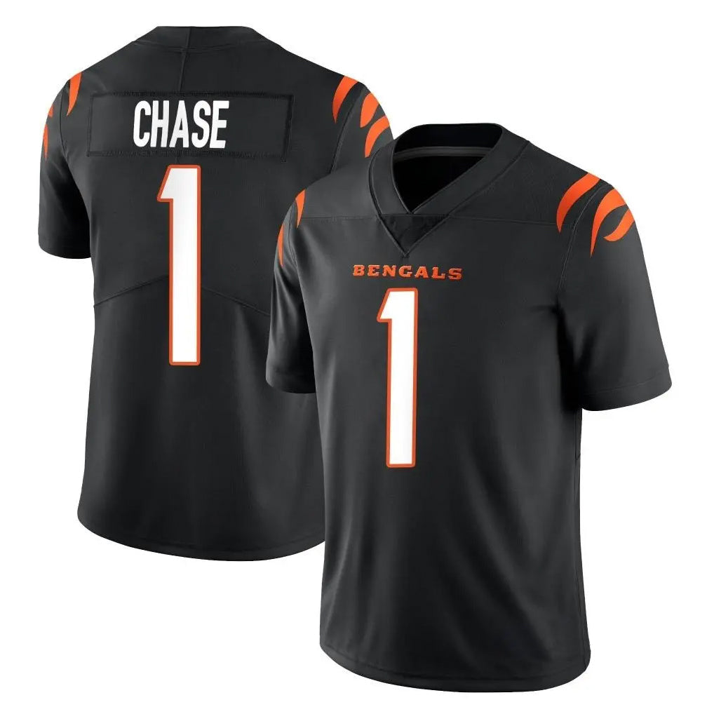 Fenge C.Bengals #1 Ja'Marr Chase Player Black Vapor Untouchable Limited Home Game Stitched Jerseys