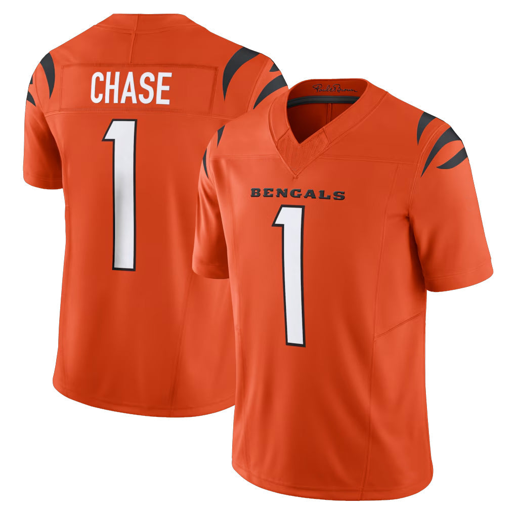 Fenge C.Bengals #1 Ja'Marr Chase Player Orange Vapor F.U.S.E. Limited Home Game Stitched Jerseys