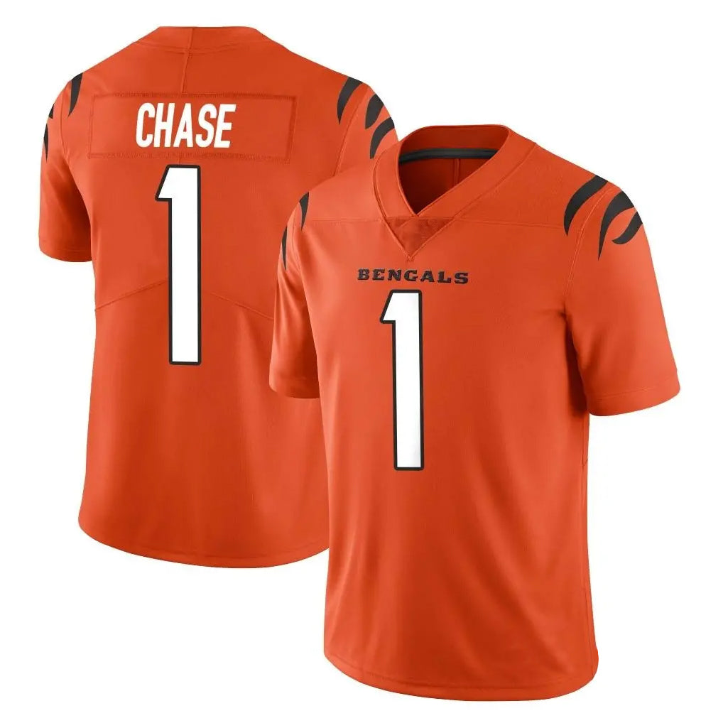 Fenge C.Bengals #1 Ja'Marr Chase Player Orange Vapor Untouchable Limited Home Game Stitched Jerseys