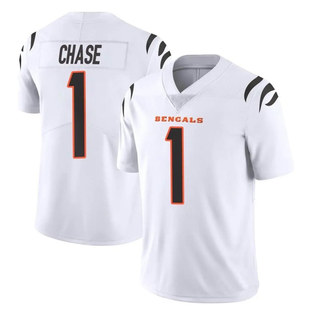 Fenge C.Bengals #1 Ja'Marr Chase Player White Vapor Untouchable Limited Home Game Stitched Jerseys