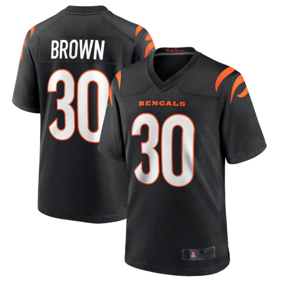 Fenge C.Bengals #30 Chase Brown Black Team Game Jersey American Stitched Jerseys