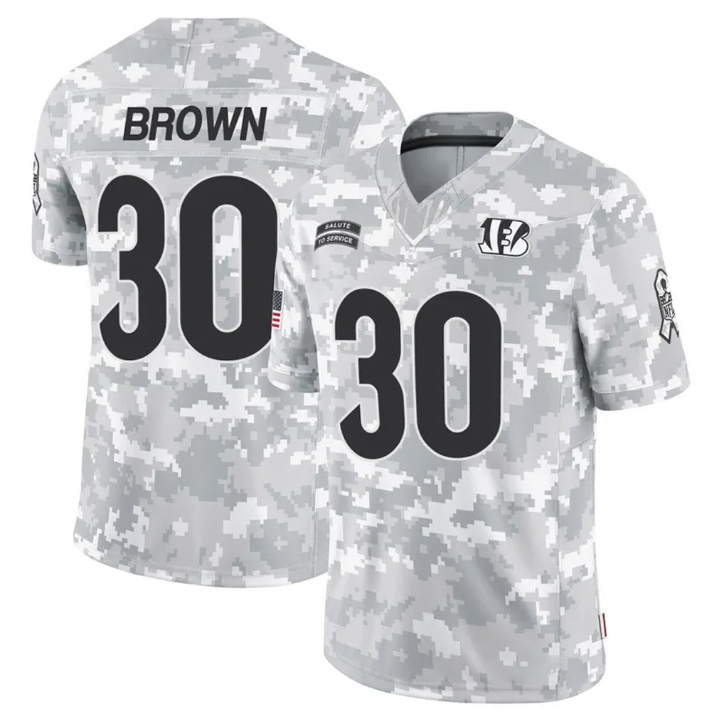 Fenge C.Bengals #30 Chase Brown Player Arctic Camo Salute to Service Limited Stitched Jerseys
