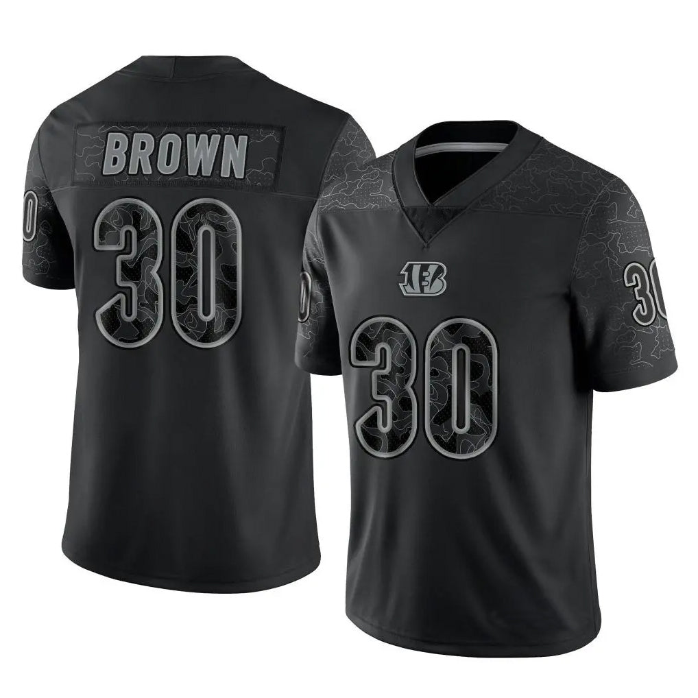 Fenge C.Bengals #30 Chase Brown Player Black RFLCTV Limited  Stitched Jerseys