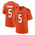 Fenge C.Bengals #5 Tee Higgins Player Orange Home Game Stitched Jerseys