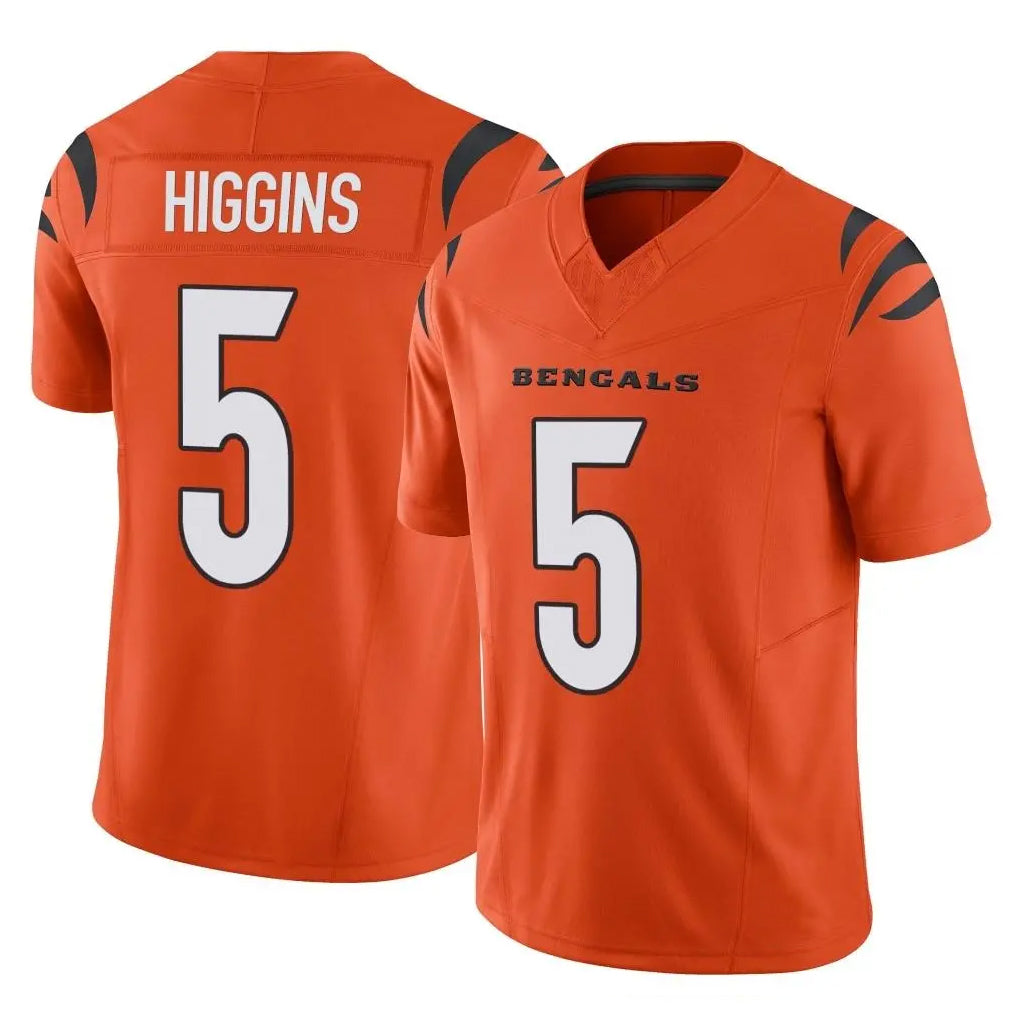 Fenge C.Bengals #5 Tee Higgins Player Orange Vapor F.U.S.E. Limited Home Game Stitched Jerseys