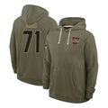 Fenge C.Bengals #71 Amarius Mims Player Olive Salute to Service Pullover Hoodies Limited Stitched Jerseys