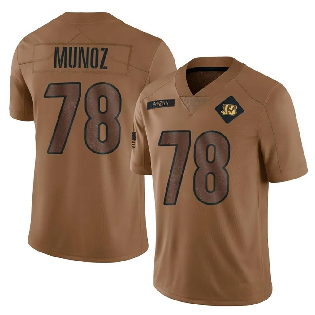 Fenge C.Bengals #78 Anthony Munoz Player Brown Salute to Service Limited Stitched Jerseys