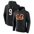 Fenge C.Bengals #9 Joe Burrow Player Black Salute to Service Pullover Hoodie Stitched Jerseys