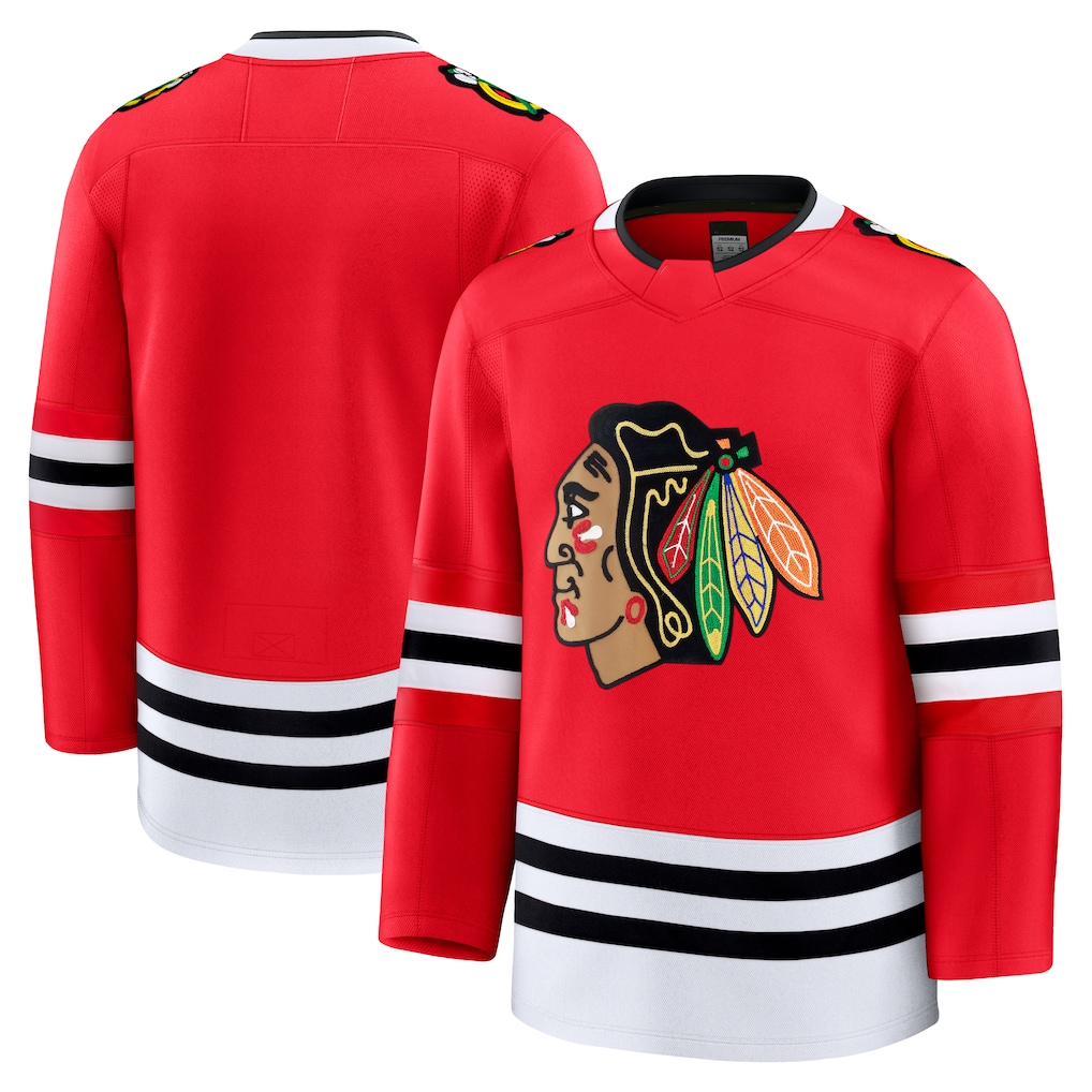 Fenge C.Blackhawks Red Home Premium Jerseys