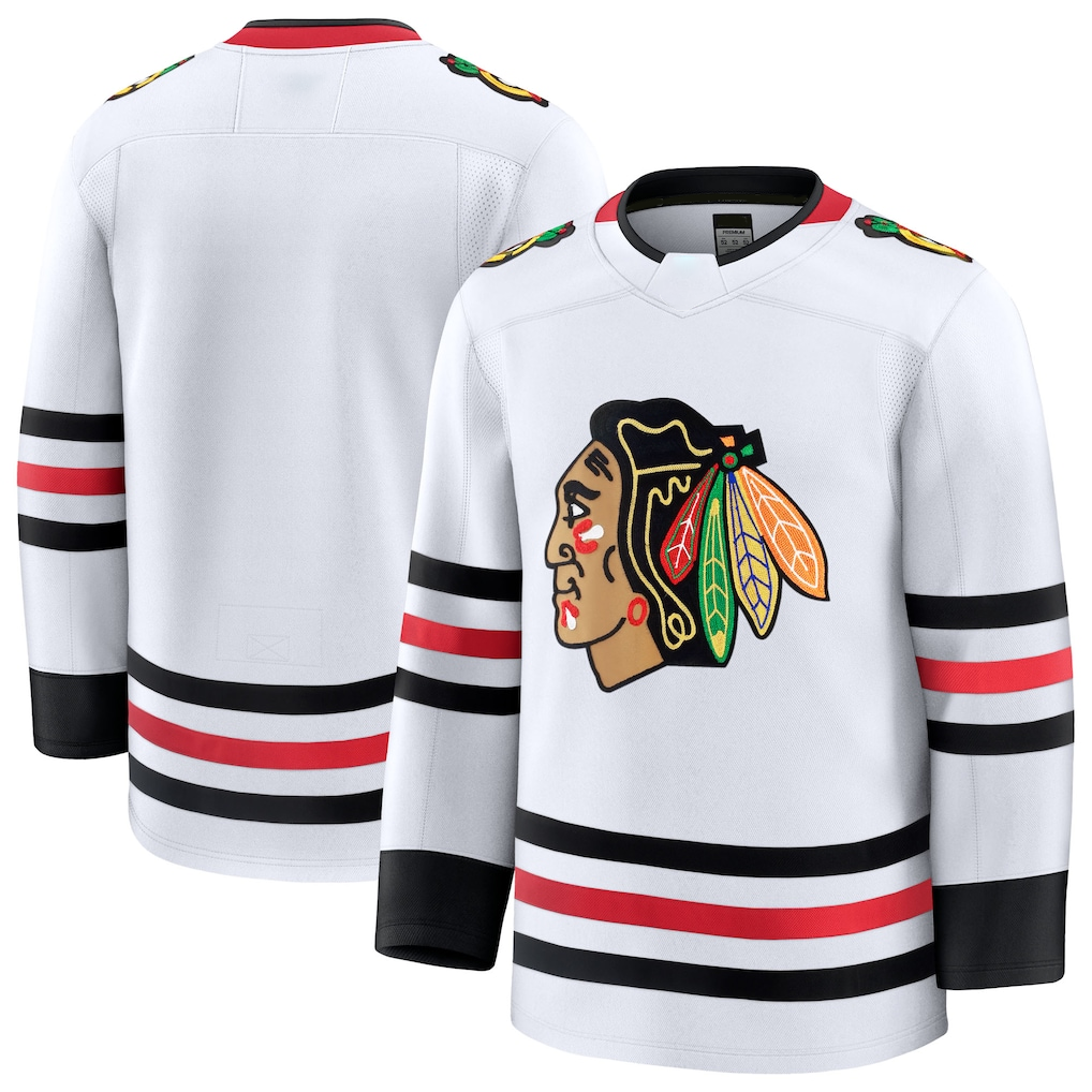 Fenge C.Blackhawks White Away Premium Jerseys