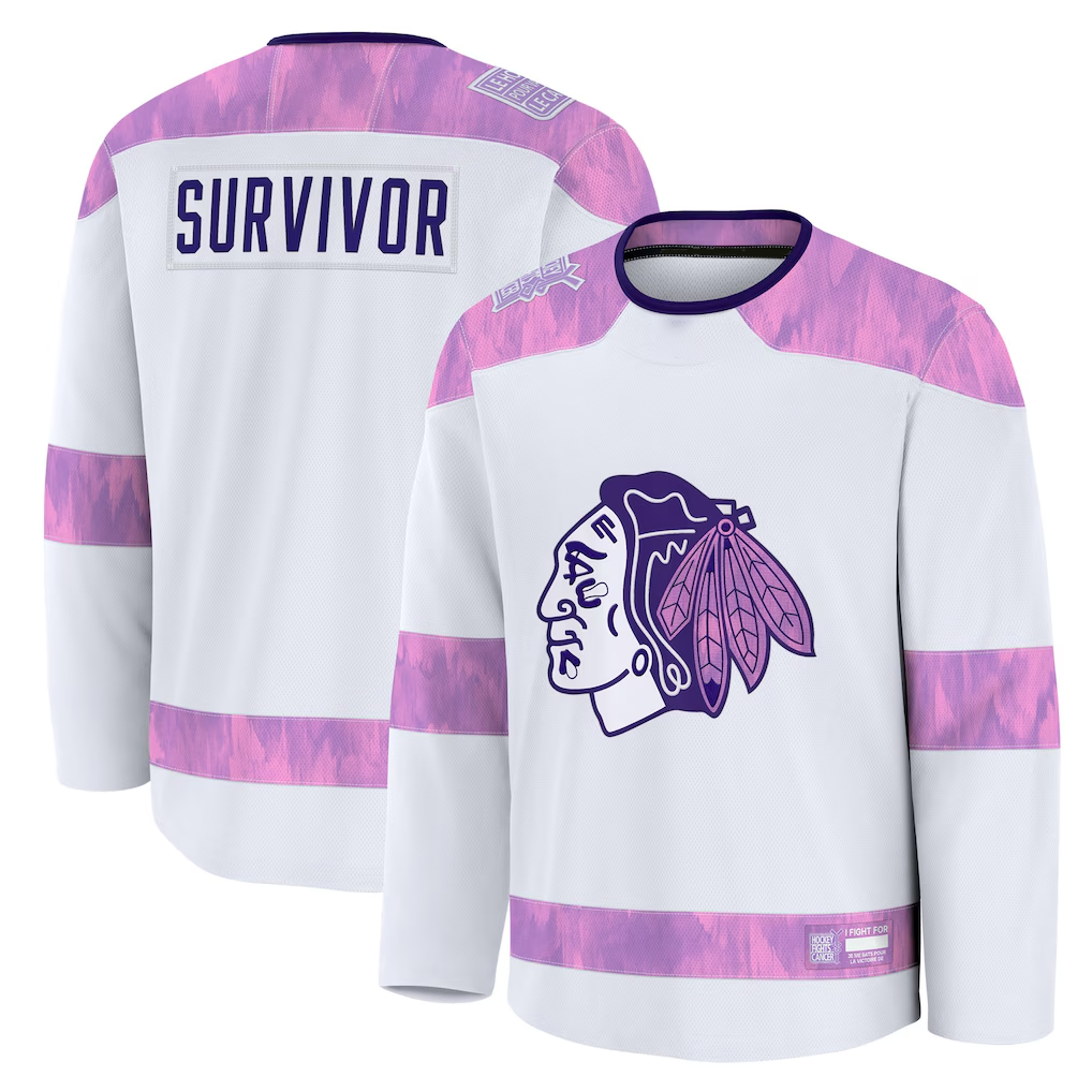 Fenge C.Blackhawks White Hockey Fights Cancer Survivor Practice Jerseys