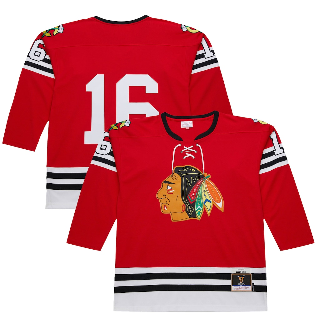 Fenge C.Blackhawks #16 Bobby Hull Scarlet 1960-61 Power Play Jerseys