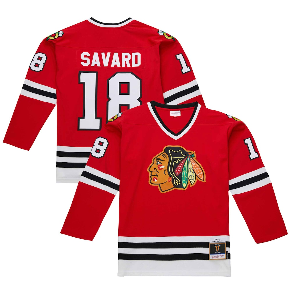 Fenge C.Blackhawks #18 Denis Savard Scarlet 1980-81 Power Play Jerseys