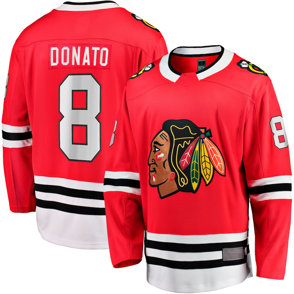 Fenge C.Blackhawks #8 Ryan Donato Red Home Breakaway Jerseys