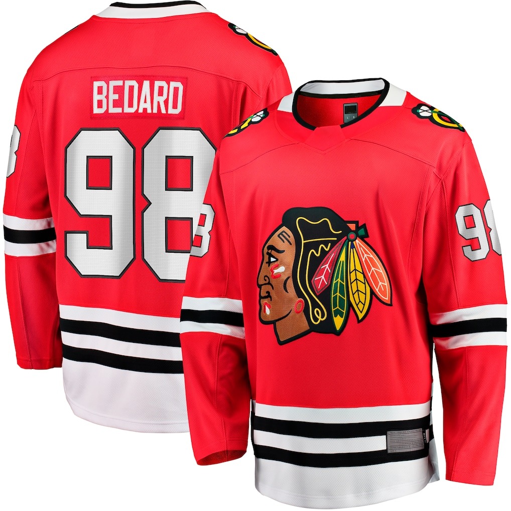 Fenge C.Blackhawks #98 Connor Bedard Red Home Breakaway Player Jerseys
